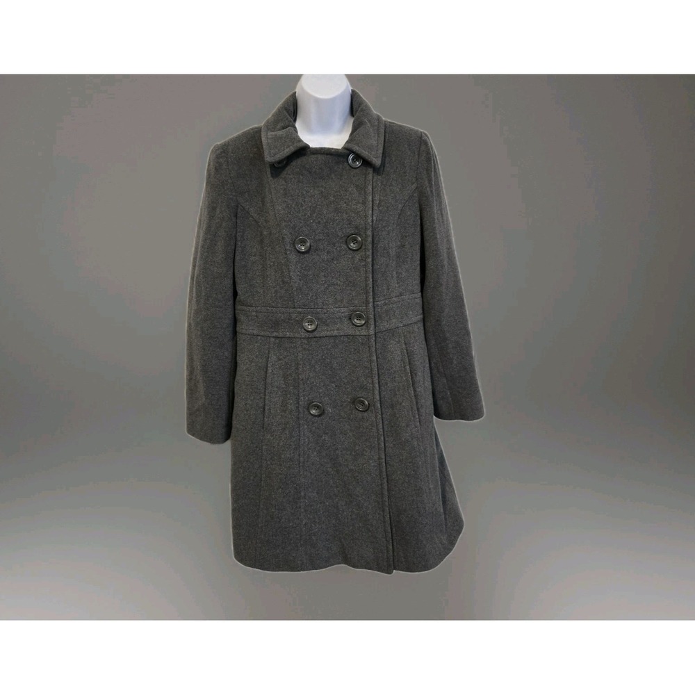 Anne Klein Women's Dressy Over Coat Double Breasted Mid Length Gray Medium‎